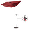 Villacera 9' Outdoor Patio Half Umbrella With 5 Ribs Red