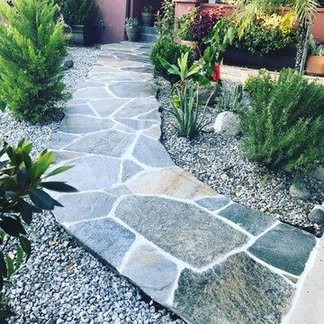 Blue Flagstone Front Yard and Entrance Pathway, Laid on 6" of concrete w/steel