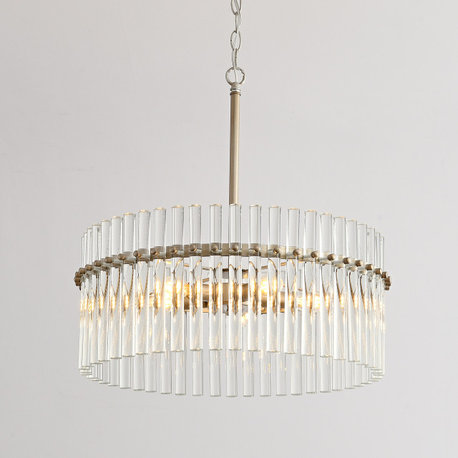 Eva Brushed Champagne Silver 5-light Chandelier
