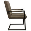 Wendy Genuine Leather Armchair, Gray With Iron Frame
