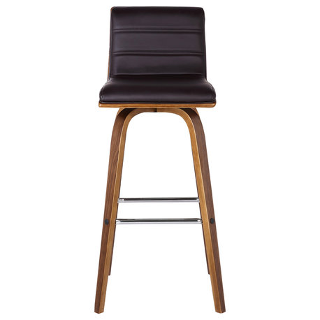 Vienna Contemporary Swivel Bar Stool, Bar Height, Brown