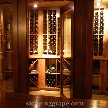 Wine Cellars Behind Glass