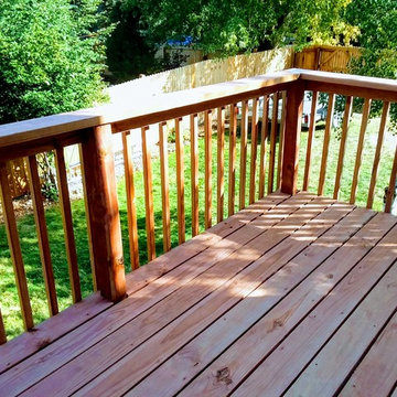 12x8 redwood tone Elevated Deck Build