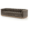Maxx Birch Brown Fabric Upholstered Modern Tufted Sofa