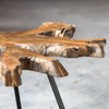 Rustic Modern Live Edge Wood Coffee Table Rough Abstract Teak Slab Black Metal