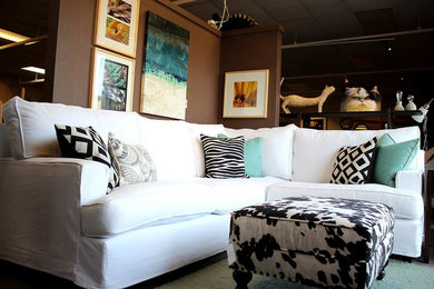 Example of a beach style living room design in San Francisco
