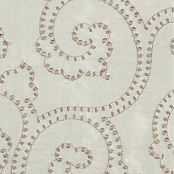 Scroll Custom Made Embroidered Dupioni Silk Curtains - Window Treatments