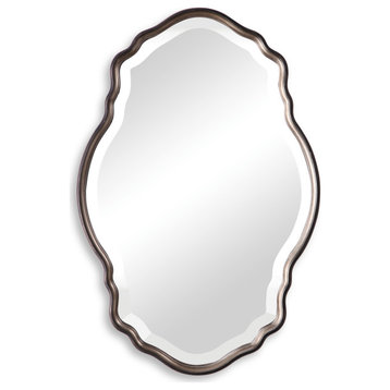 33" Transitional Bronze Ornate Mirror