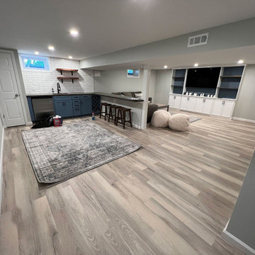 Modern Basement Remodel with Custom Bar and Entertainment Center