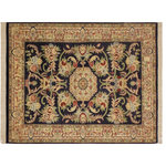 Bareens Designer Rugs - Turkish Knotted Istanbul Gaye Tan/Teal Wool Rug - 4'8'' x 7'0'' - Designed with a mesmerizing intricate traditional motif this glorious hand knotted rug is a masterpiece that will fill any space with sophistication and grace. An exhilarating color pallet with an elaborate design, this masterpiece features luxurious hand spun wool with all vegetable dyes to add comfort and style to your decor. The design, color and beautiful chromatic composition with a sheen in traditional and transitional designs, exude beauty, elegance and quality make this rug a masterpiece of its own.