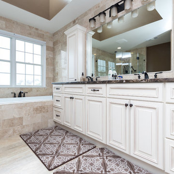 Bathroom remodel with soft white cabinets