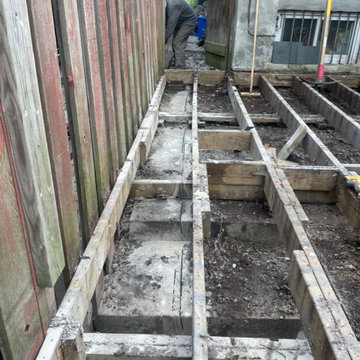 New hardscape stone paver pathway with drain installation