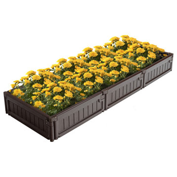 Costway Raised Garden Bed Kit Outdoor Planter Box Flower Container Brown