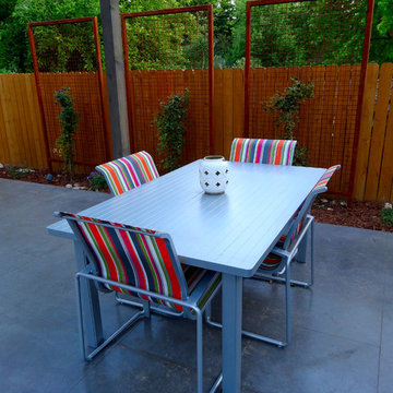 Contemporary Patio Furniture and Custom Metal Trellis