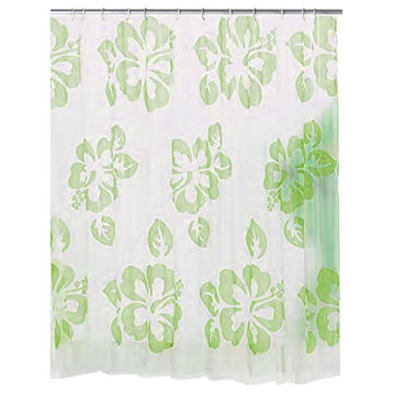 Green Contemporary Shower Curtain, Flowerpower