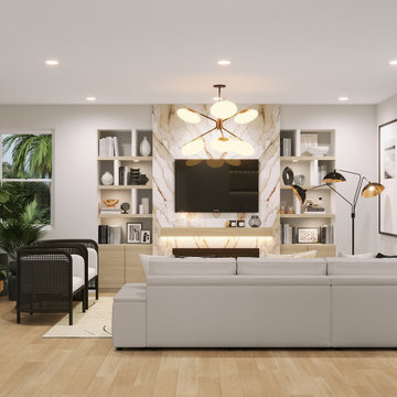 Black and White Kitchen and Living Room