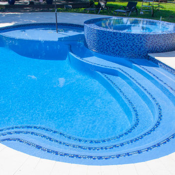 Custom Steps, Spa and Sunshelf for Swimming Pool in Parkland, Florida