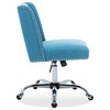 Belleze Upholstered Fabric Office Chair Nailhead Trim Swivel Task Chair, Blue