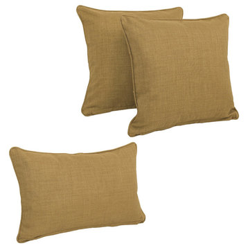 Blazing Needles Indoor/Outdoor Spun Polyester Throw Pillows, 3-Piece Set, Wheat