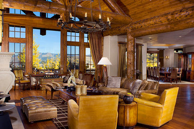 Living room - rustic living room idea in Denver