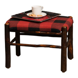 Hickory w/ Plaid Foot Stool - Footstools And Ottomans