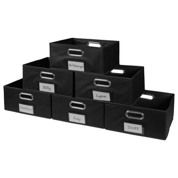Niche Cubo Set of 6 Half-Size Foldable Fabric Storage Bins- Black