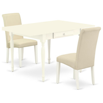 3-Piece Table Set Consists of A Table, 2 Parson Dining Chairs-Cream Fabric
