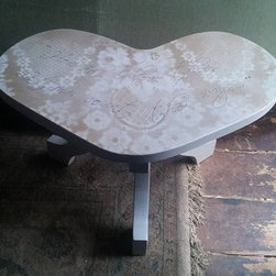 SOLD-Bespoke handpainted handcarved heart shaped table...&pound;45.00 - Products