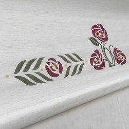 Small Rose Border and Rose Medallion Stencil on Roller Shade - Home Improvement