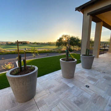 Silver Tumbled Travertine Pavers, Patio & Pool