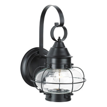 Norwell 1324-BL-CL Cottage Onion Large Wall Light. Clear Glass. Black