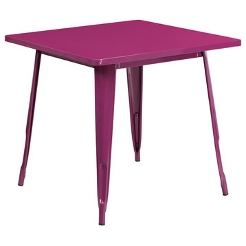 31.5" Square Purple Metal Indoor Outdoor Table