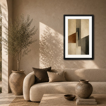Intersect Framed Art in a Warm Neutral Living Room