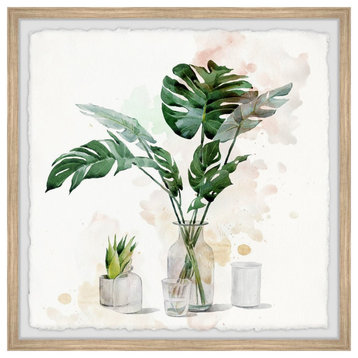 "Monstera Leaf in Glass II" Framed Painting Print, 24"x24"