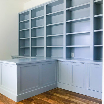 Light blue/gray home library and office