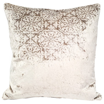 Artemis Taupe Velvet Throw Pillow 20x20, With Polyfill Insert
