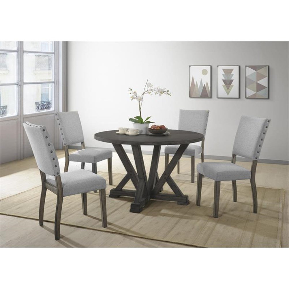 Bowery Hill Solid Wood Round Dining Table in Antique Rustic Gray ...
