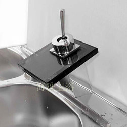 Glass Waterfall Bathroom Sink Faucet (Glass Spout)--H31090 - Bathroom Sink Faucets