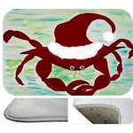 usa - Santa Crab Bath Mat, 20"x15" - Bath mats from my original art and designs. Super soft plush fabric with a non skid backing. Eco friendly water base dyes that will not fade or alter the texture of the fabric. Washable 100 % polyester and mold resistant. Great for the bath room or anywhere in the home. At 1/2 inch thick our mats are softer and more plush than the typical comfort mats. Your toes will love you.