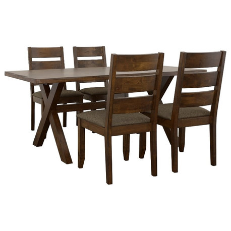 Coaster Alston 5-piece Farmhouse Wood Dining Room Set Knotty Nutmeg and Gray