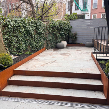 Park Slope backyard corten planters