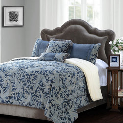 Chloe 5 Piece Comforter Set, Queen, Blue Gold - Products