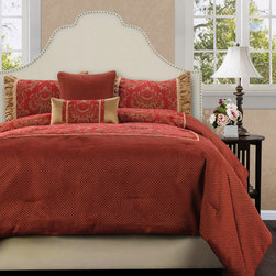 Chloe 5 Piece Comforter Set, King, Red Gold - Products