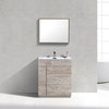 Milano 30" High Glossy Bathroom Vanity, High Gloss White, Nature Wood