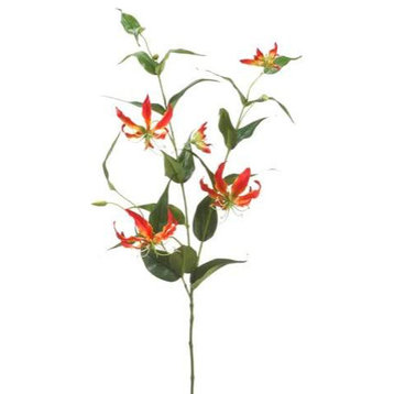 Silk Plants Direct Gloriosa Spray - Red Yellow - Pack of 6