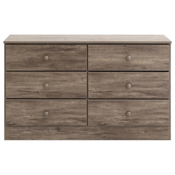 Prepac Astrid Drifted Gray Engineered Wood 6-Drawer Double Dresser