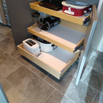 Pull outs shelves make pantry more useful