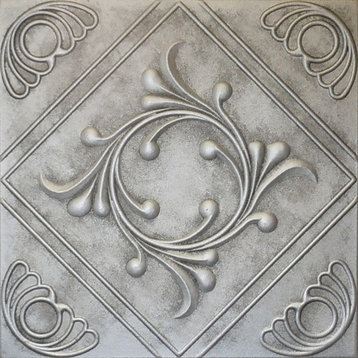 Diamond Wreath, Styrofoam Ceiling Tile, 20"x20", #R02, Antique Silver