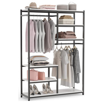 Tribesigns Freestanding Garment Rack, Clothes Rack, White and Black