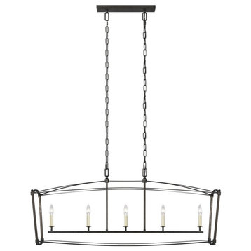 Feiss Thayer 5-Light Linear Chandelier F3326/5SMS, Smith Steel